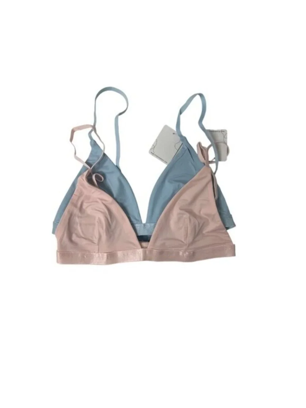 Bundle Of Two Triangle Bralettes Baby Blue & Light Pink